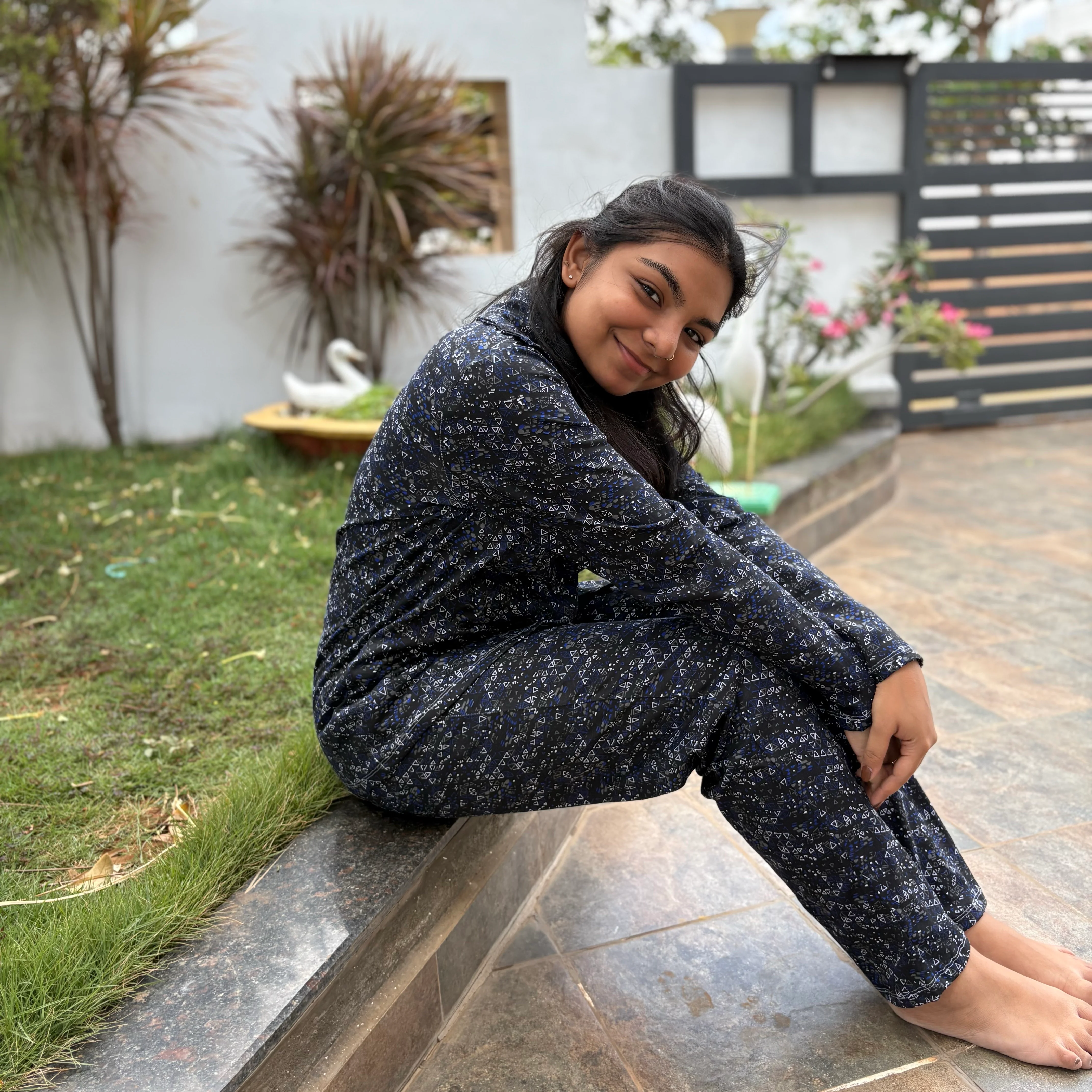 Midnight printed shorts set